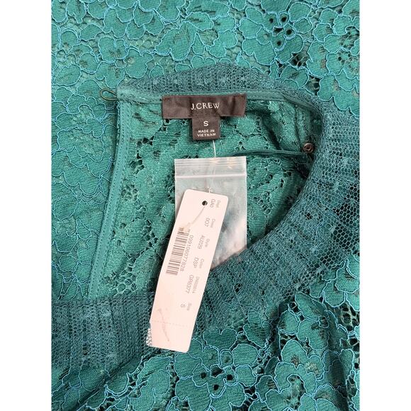 J.Crew Women’s Green Floral Lace Blouse sz S Romantic Feminine Office Preppy - Picture 3 of 4